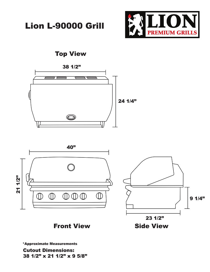 Lion 40 Inch 5 Burner L90000 Natural Gas - 90823 - Texas Outdoor Patio Center