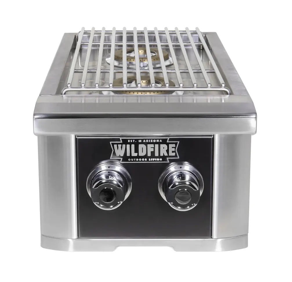 Wildfire The Ranch Double Side Burner Black 304 - WF-DBLSBRN-RH - Texas Outdoor Patio Center