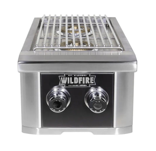 Wildfire The Ranch Double Side Burner Black 304 - WF-DBLSBRN-RH - Texas Outdoor Patio Center